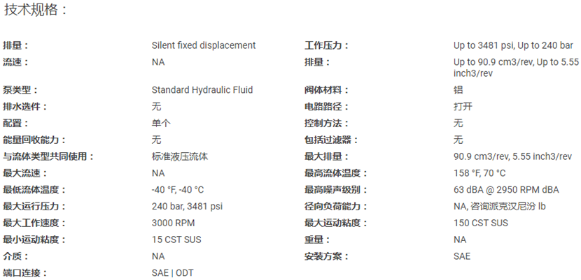 派克PGP523H齒輪泵參數